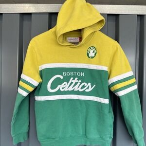 NWT Mitchell & Ness NBA Boston Celtics Head Coach Script Hoodie Kids L